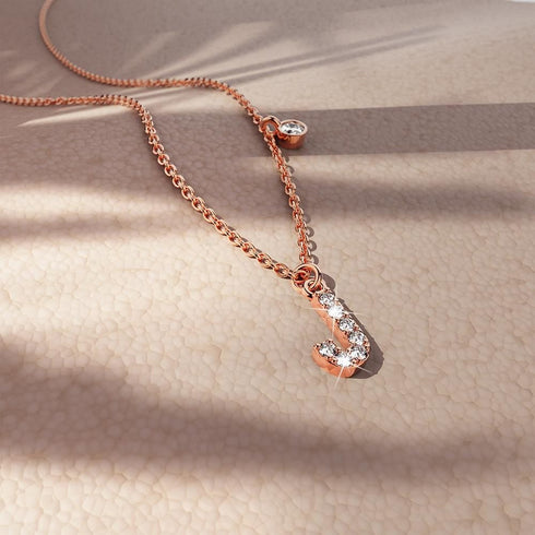 Solid 925 Sterling Silver Initial Crystal Personalised Alphabet Letter Necklace Rose Gold Filled